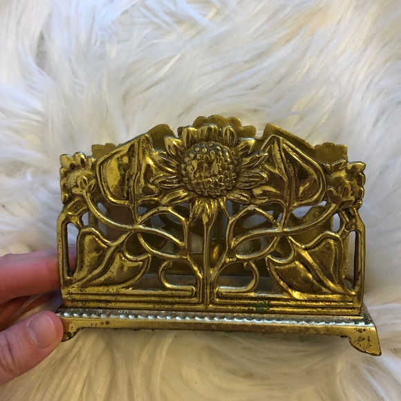 Other - Vintage gold brass sunflower napkin holder 🌻